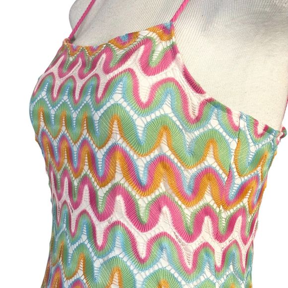 Gianni Bini GB Miss Mini Dress Crochet Spaghetti Strap Colorful Boho Party XXL - Picture 7 of 10